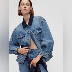 Doen X Gap Oversized Icon Denim Jacket in Washed Medium Blue - Medium